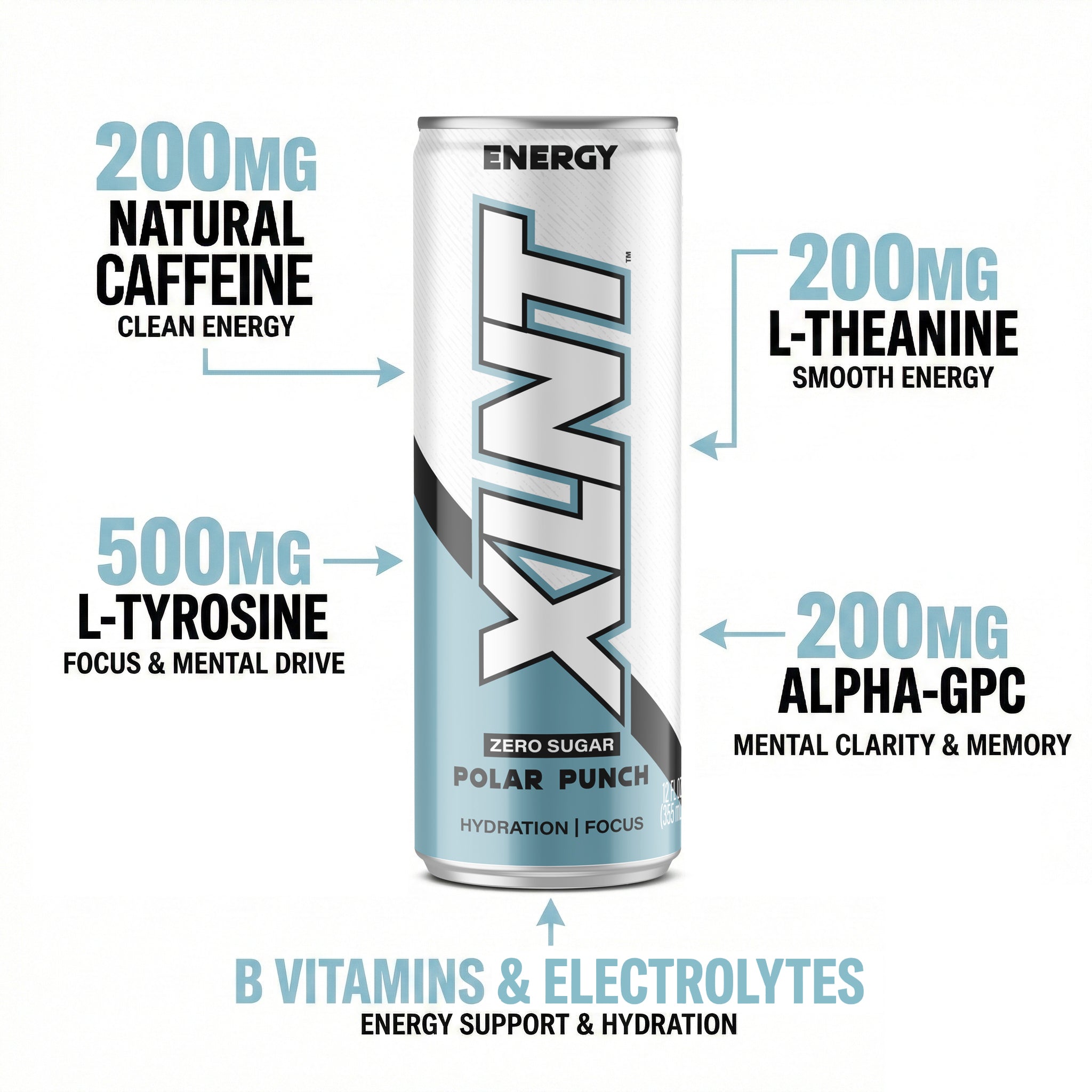 XLNT energy drinks have 5 core benefits